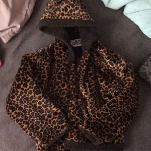 Knit stitches small leopard toddler jacket